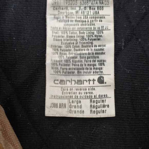 Carhartt Jacket Mens Large Brown J306 BRN Hooded Duck Canvas Distress Chore Coat - Picture 14 of 16